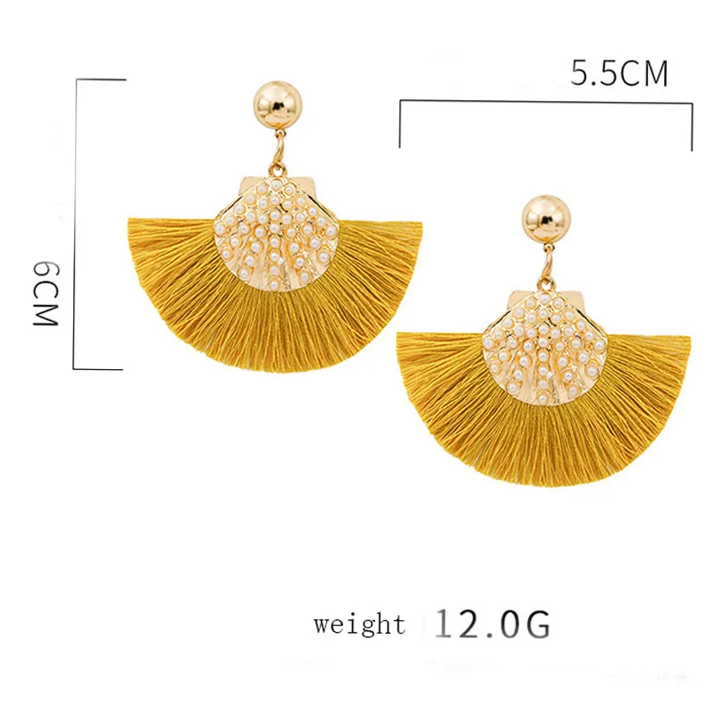 

Hot Bohemia Tassel Scalloped Dangle Earrings Alloy Shell Pearl Drop Earrings Ocean Beach Fringe Brincos Women Jewelry Bijoux