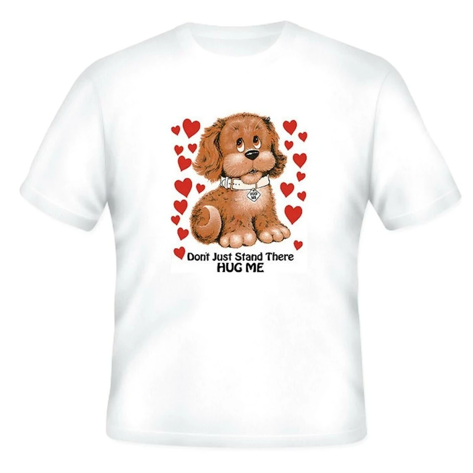 Новинка футболка с надписью Don't Just Stand That Hug Me Puppy Doggy Высококачественная