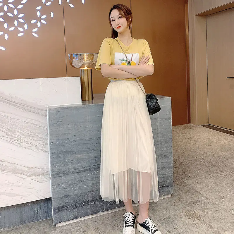 

Single layer gauze skirt half length skirt princess skirt pleated A-line skirt fairy skirt new style in spring, summer and