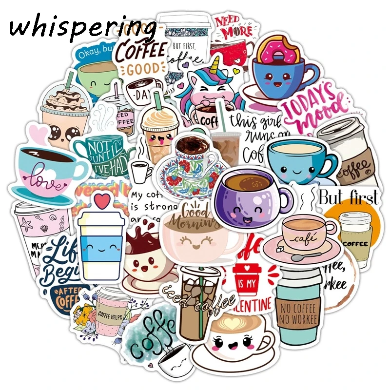 

50 шт./компл. мультфильм стикеры в форме кофейной чашки ремесла и Скрапбукинг Стикеры детские игрушки Декоративные Канцелярские чемодан для ...