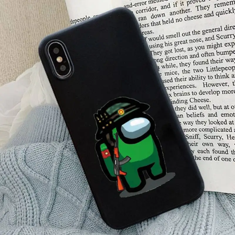 

Among us Phone Case Black Silicone For Iphone 6 7 8 11 12 plus XR X XS SE2020 11/12PRO Max Cases