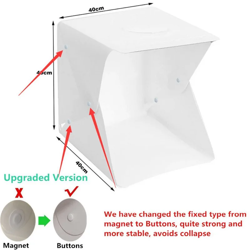 40cm LED photo box Photography Softbox Dimmable Portable Foldable Photo Studio Shooting Tent kit &amp 6 Color Backdrops | Электроника