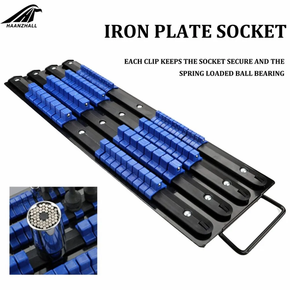 80pcs/set 1/4" 3/8" 1/2" Drive Plastic Socket Wrench Tray Rail Rack Sleeve Storage Holder Organizer Shelf Stand Home Hand Tools
