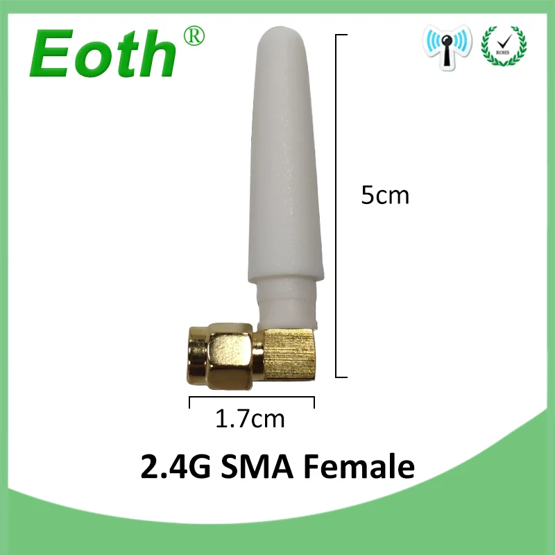 EOTH 10pcs 2.4g antenna 2~3dbi sma female wlan wifi 2.4ghz antene pbx iot module router tp link signal receiver antena high gain