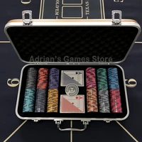 adriangames 300pcs poker chips set with golden suitcase