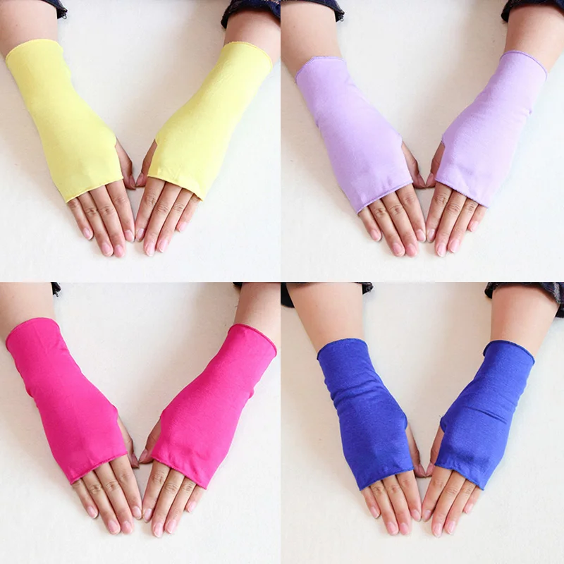 Fashion Women Hand Gloves Warmer Winter Stretch Fingerless Glove Female Sunscreen Half Finger Short Solid Color Mittens |