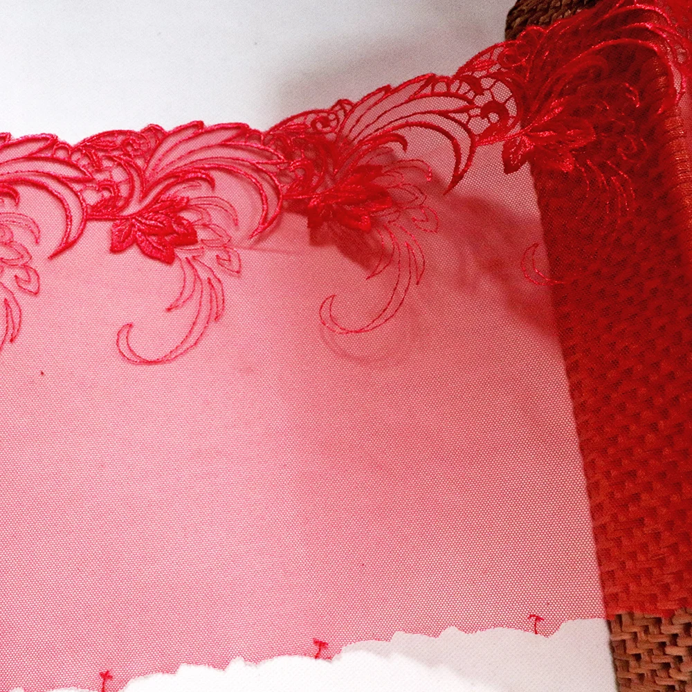 1 метр 21 5 см Феникс Цветочная вышивка кружевная отделка красная сетка швейная