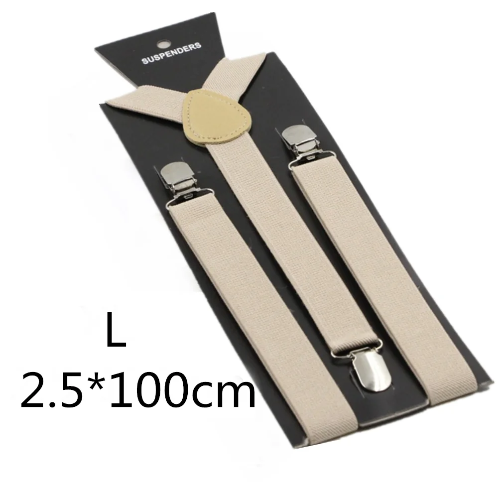 Beige-100cm Однотонные подтяжки унисекс для детей и взрослых, для мужчин, женщин, мальчиков и девочек, эластичные регулируемые детские аксессуары-скобы, 5 размеров, для родителей и детей - Цвет: Beige-100cm