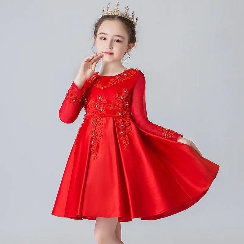 Свадебные платья для девочек принцесс с длинными рукавами осени и зимы Корейская