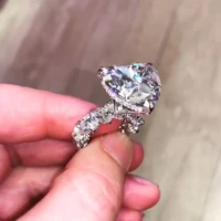 luxury heart cut 8ct sona cz ring 925 sterling silver engagement wedding band rings for women men vintage party jewelry