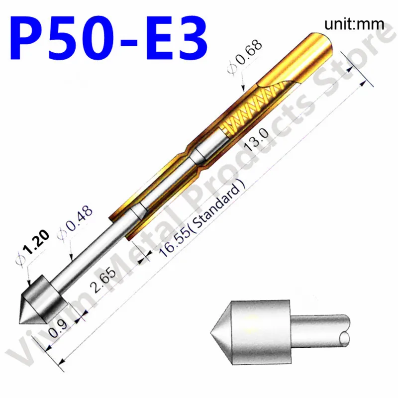 Латунные пружинные зонды P50, набор из 100 штук
