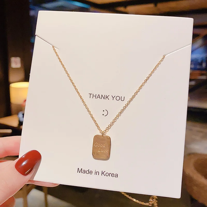 

Korean Style Small Square Geometric Titanium Steel Necklace Women's Trendying Graceful Simple Gift Fashion Choker Chain