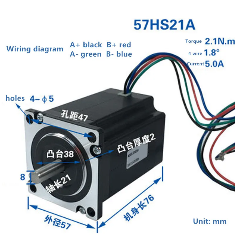 Shaft diameter 8mm stepper motor 57HS21A 57HS22-A 57HS-C 2-phase 2.1/2.2 N.m length 76/80mm J19279 | Обустройство дома