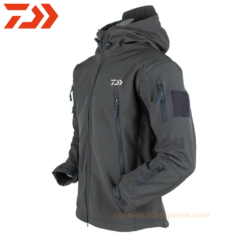 Daiwa 2021 S-4XL Soft Shell Winter Fishing Suits Men Trousers Tactical Windproof Waterproof Outdoor Jackets Hood Coat+Pant | Спорт и