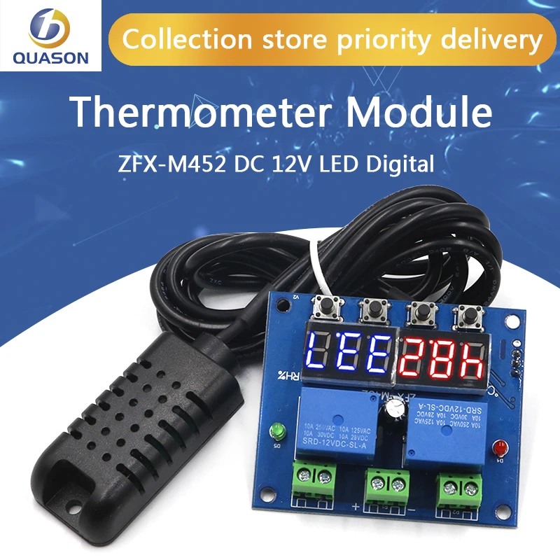 ZFX-M452 DC 12V светодиодный цифровой термостат контроль температуры и влажности