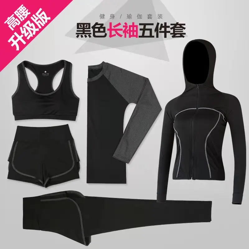 

2/3/5PCS Women Sports Suits Gym Clothing Seamless Yoga Set Workout Sportswear Fitness Long Sleeve Crop High Waist Leggings