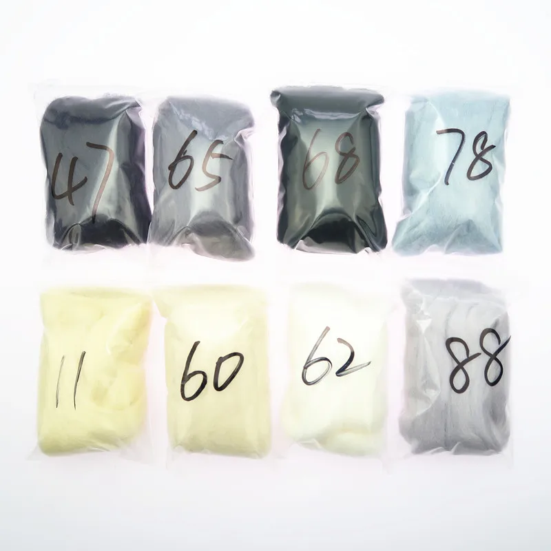 8 цветов серии валяние шерсть волокна цветок животные игрушки Шерсть ровинг иглы