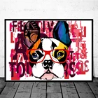 Фотообои с изображением французского бульдога, солнцезащитных очков, животных, щенков, собак, Постер и печать на стене, декор детской комнаты