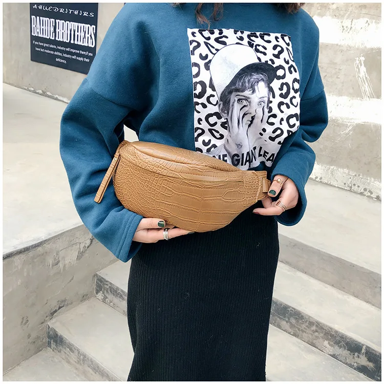 

2019 new stone grain simple waist bag multifunctional chest bag fashion women's bag