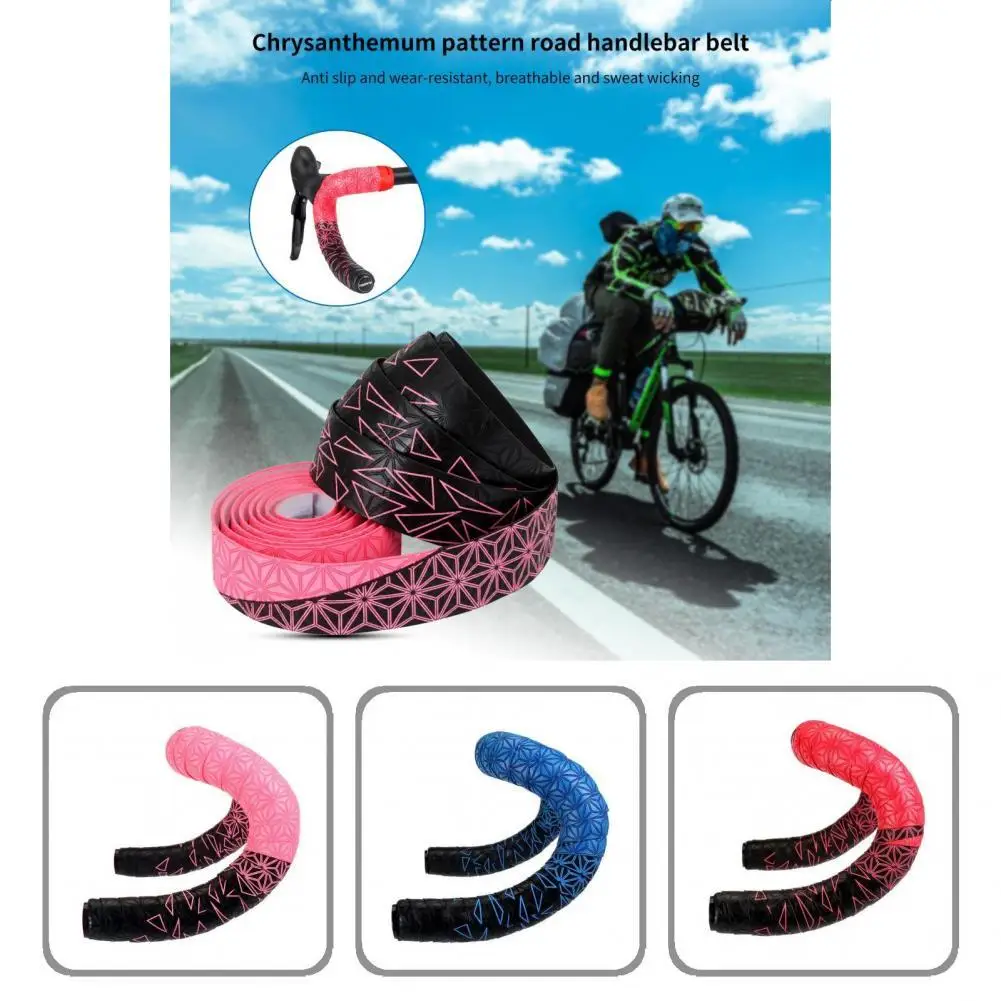 

1 Pair Excellent Chrysanthemum Pattern Bike Handlebar Grip Tape Skin-friendly Handlebar Tape Durable for Cycling