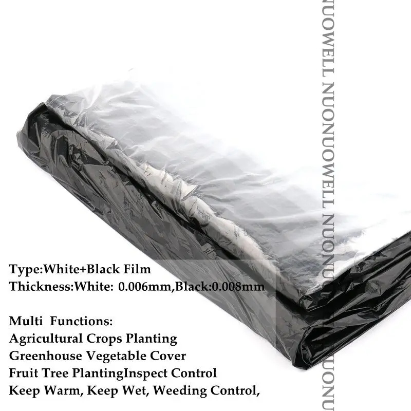 Wholesale 400m²/Roll Black And White Mulching Film Agriculture Plastic Film Plants Covers Grow Film Pest Weed Control Keep Warm
