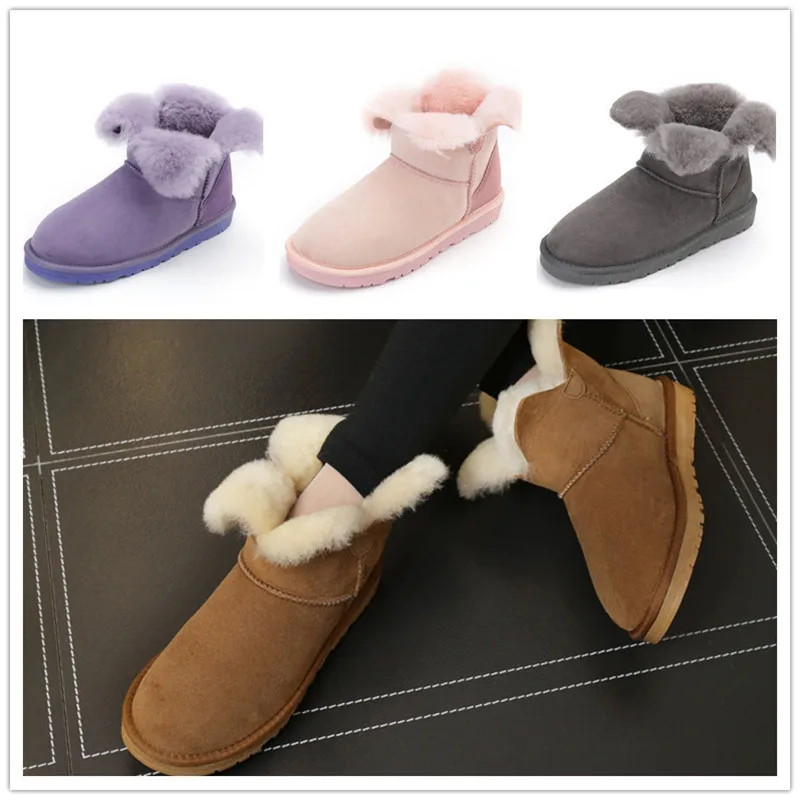 

Genuine Sheepskin 100% Natural Fur 2021 Shoes Women Winter Warm Shoes Flats Boots Leisure Female Casual Footwear Snow Boots