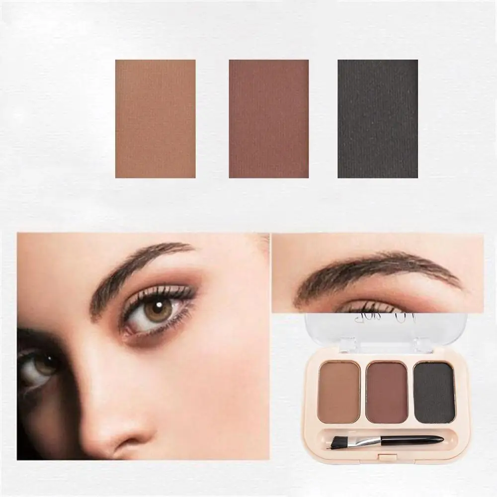 3 Colors Eyebrow Enhancers Waterproof Powder Pigment Palette Eyes Makeup Black Brown Brows Shades Tattoo Tint Make Up Women | Красота и