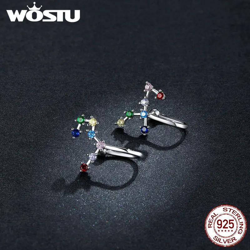 WOSTU Настоящее 925 стерлингового серебра Стар трек узор серьги-гвоздики в виде