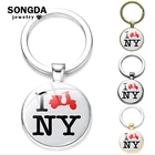 SONGDA брелок с логотипом NYCS, Статуя Свободы Нью-Йорка, стеклянный кабошон, кулон фото, подвески, брелки подарки лучшим друзьям