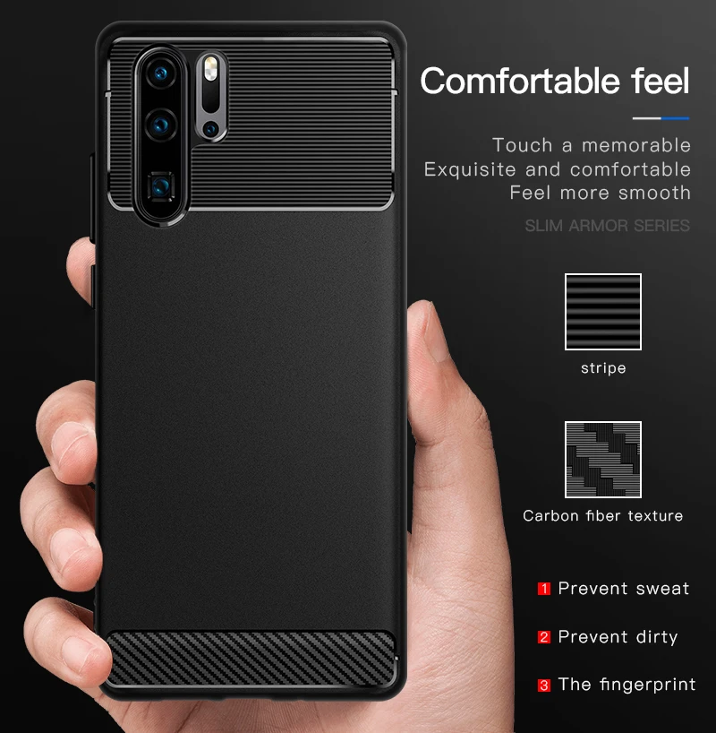 Luxury TPU Case For Huawei P30 Pro Mate 20 Lite P Smart Plus 2019 Silicone Shockproof Carbon Fiber Cover for Honor 10 |