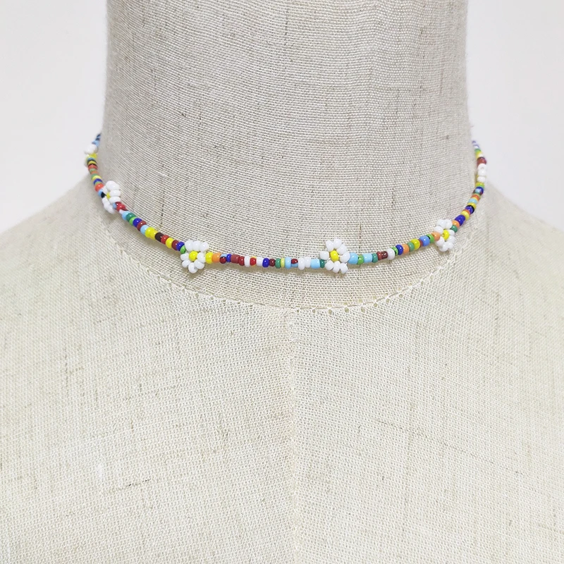Handmade colorful flower necklace Bohemian mixed style beaded women fashion charm neck jewelry gifts wholesale 2020 new | Украшения и