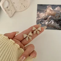 korean new fashion zirconia butterfly stud earrings for women cute girl clip on earrings without piercing wedding jewelry 2021