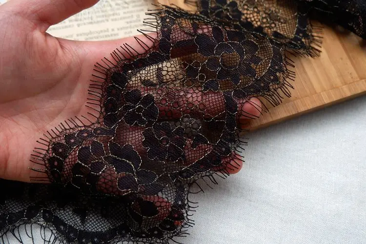 12M / High Quality Eyelash Lace Trim Women's Fashion Apparel Decoration Elegance Fabric White and Black RS494 | Дом и сад