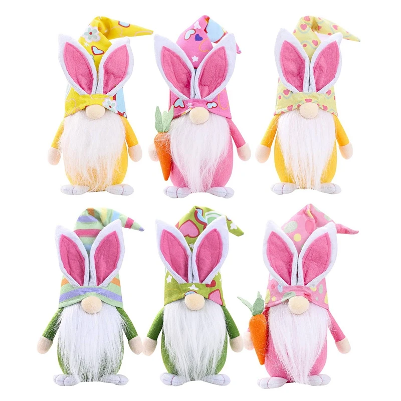 

Новый 6 шт. пасхальные гномов Банни украшения карликовые Безликий куклы Плюшевый кролик кукла Дети Спальня украшением рабочего Стола Подар...