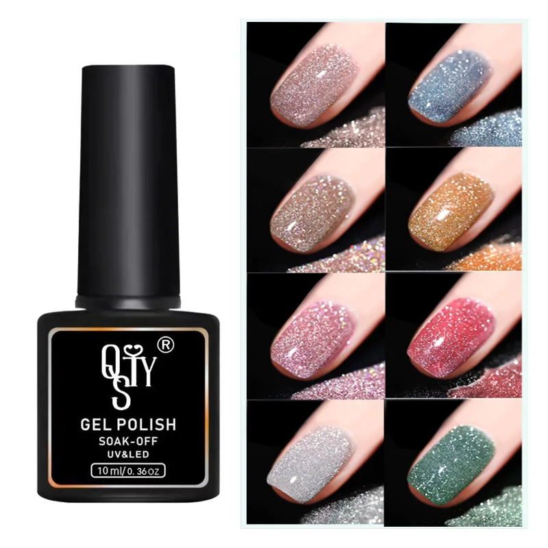 QSTY 10 мл Блестящий лак для ногтей разбитый Алмазный гель - Цена: 124.23