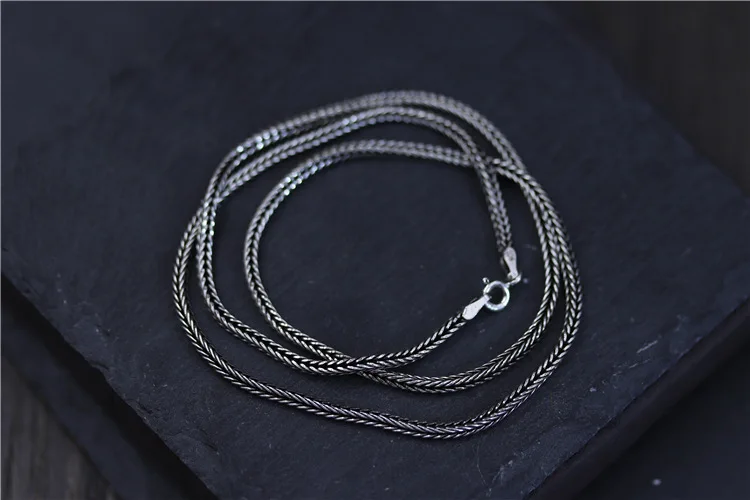 

100%S925 Sterling Silver Woven Foxtail Chain Jewelry Chopin Chain Thai Silver Necklace Women's Sweater Chain