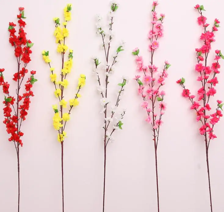 65cm Artificial Cherry Spring Plum Peach Blossom Branch Silk Flower Tree For Wedding Party Decoration white red yellow pink SN | Дом и сад