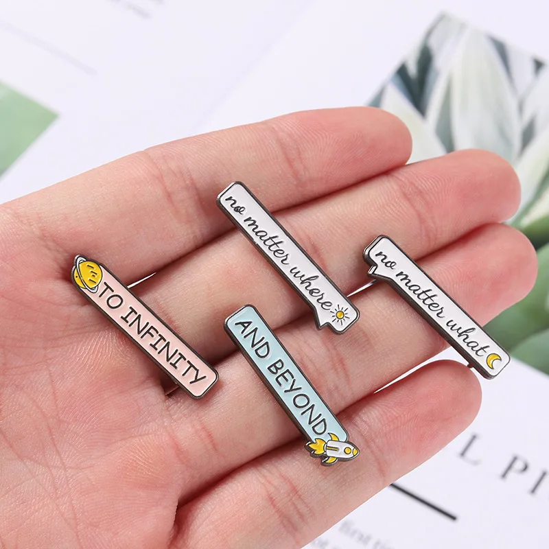 

Film Quotes Enamel Pins Infinity Space Star Brooches Cute Kawaii Cartoon Bag Hat Lapel Pin Badge Gift for Girl Boys 2021 New