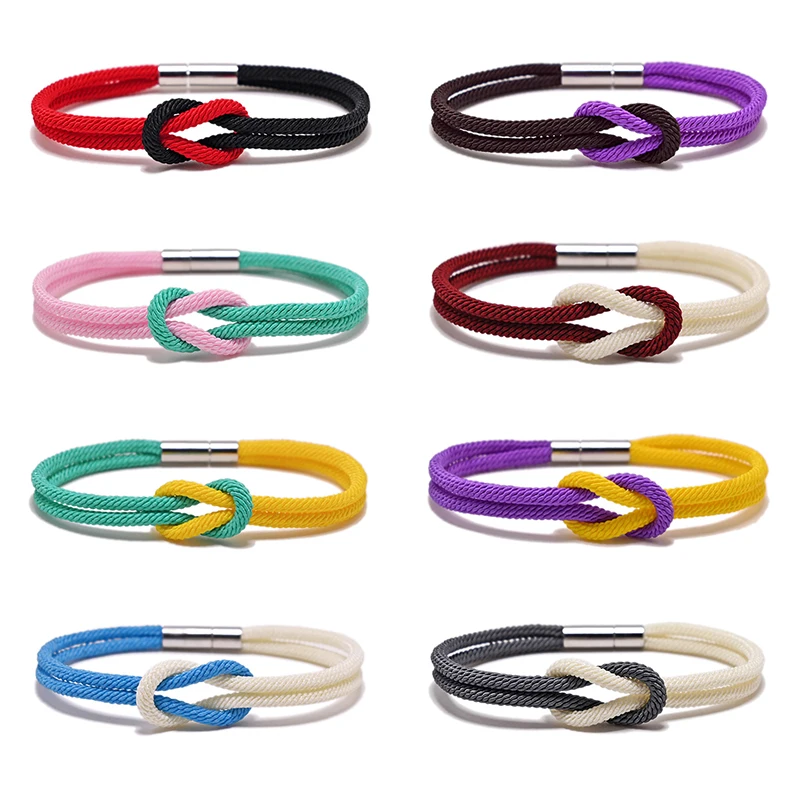 Модный двухслойный Браслет Миланская веревка Счастливый Китайский этнический