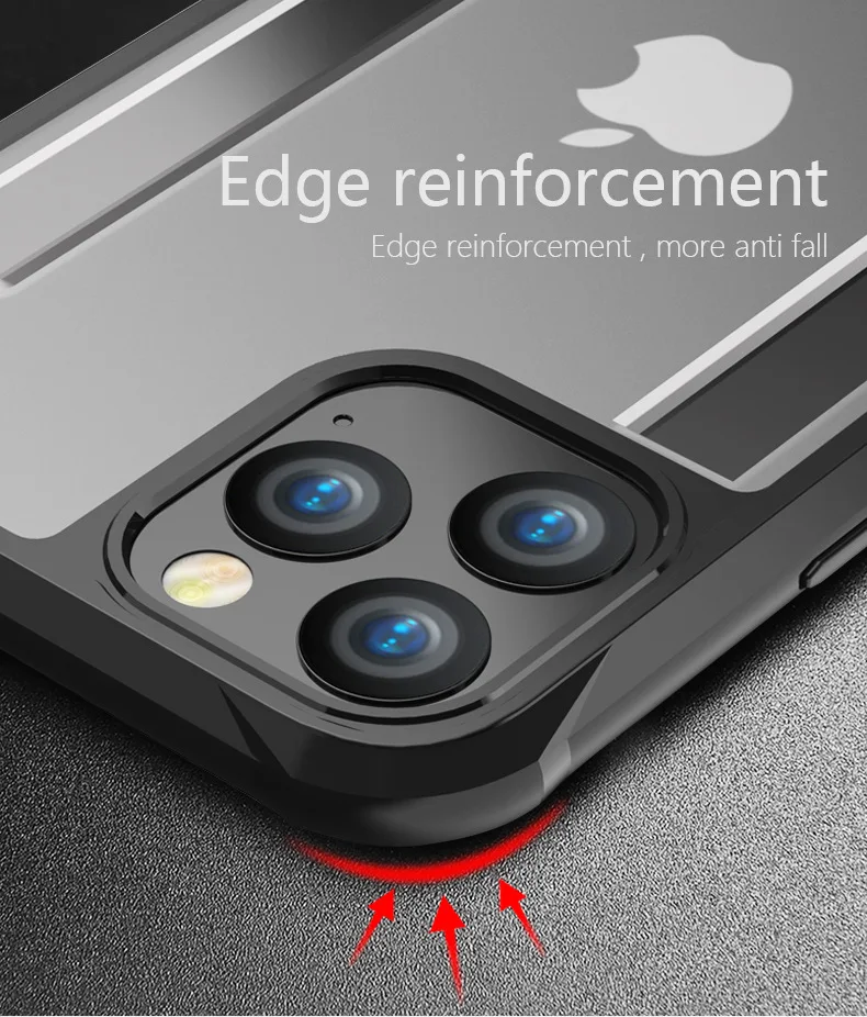 Матовый ударопрочный чехол из поликарбоната с мягкими краями для iPhone 11 Pro Max 7 Plus 8 X