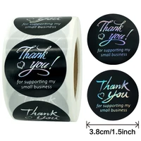 100pcs paper thank you label sticker thank you for my small business stickers rainbow silver adhesive shipping mail labels black