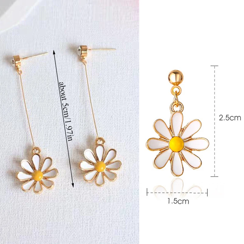 

New Women's Earrings Elegant Graceful Fashion Long Earrings Yellow Sun Flower Sweet Vintage Jewelry Daisy Bohemian Earrings