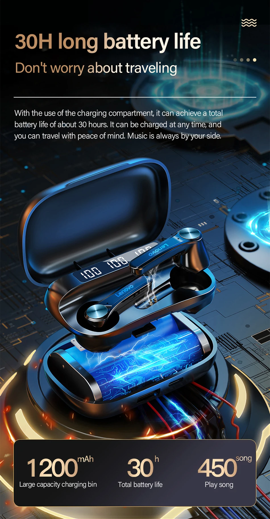 Lenovo QT81 XT91 Headphones Wireless Bluetooth Earphone