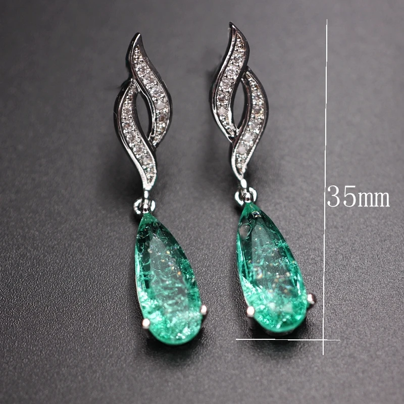 

Fashion Colorful water long drop earrings &Geometric Dangle Earring nature stone Pendant crytal glass For Women Mother Gifts