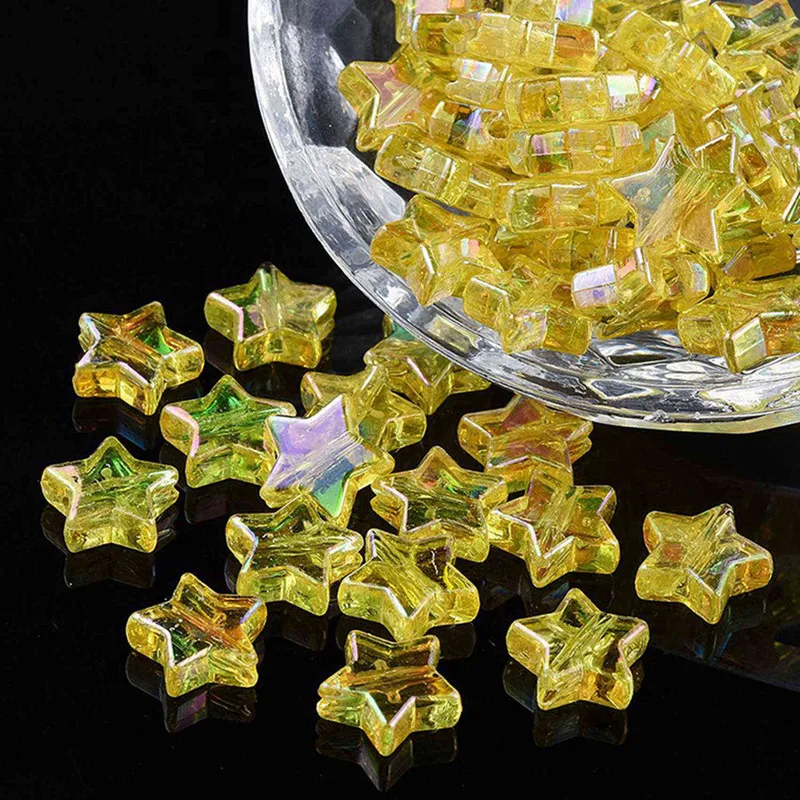 

2 Set Handmade Bead:1 Set 10mm Five-Pointed Star Beads Yellow & 1 Set A-Z Acrylic Letter Beads 26 English Letters Beads