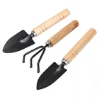3 шт.компл. мини садовая лопата, лопата, грабли, бонсай, набор инструментов с деревянной ручкой для цветов, горшечных растений
