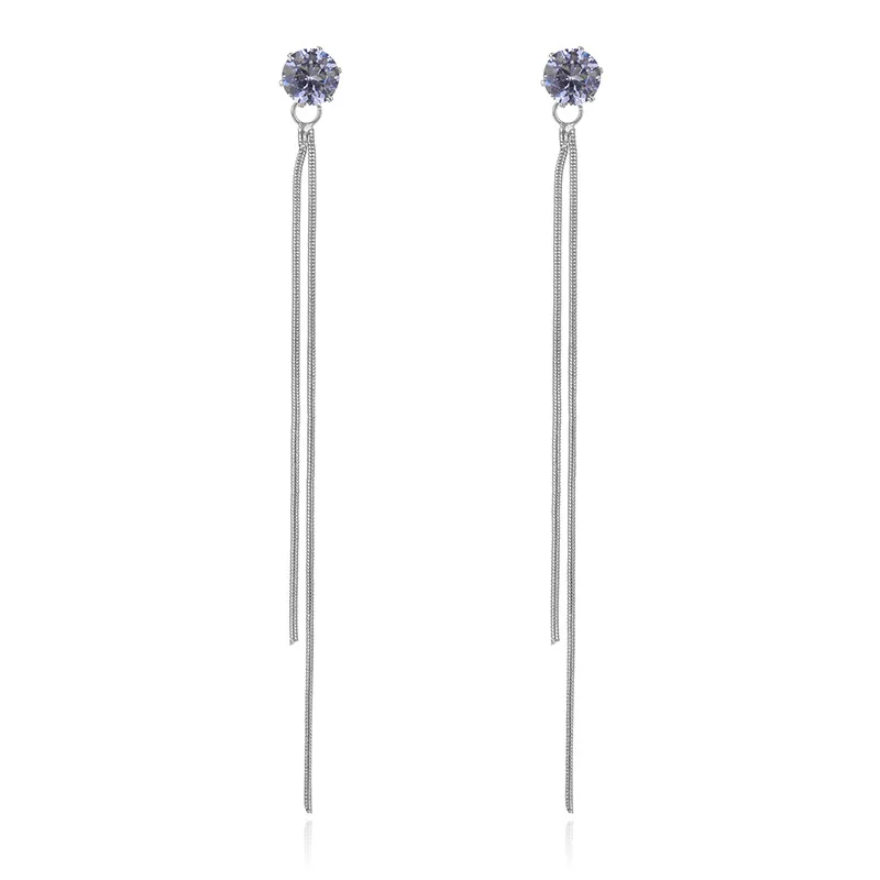 Новая мода посеребренные Висячие драгоценные камни стразы длинные висячие