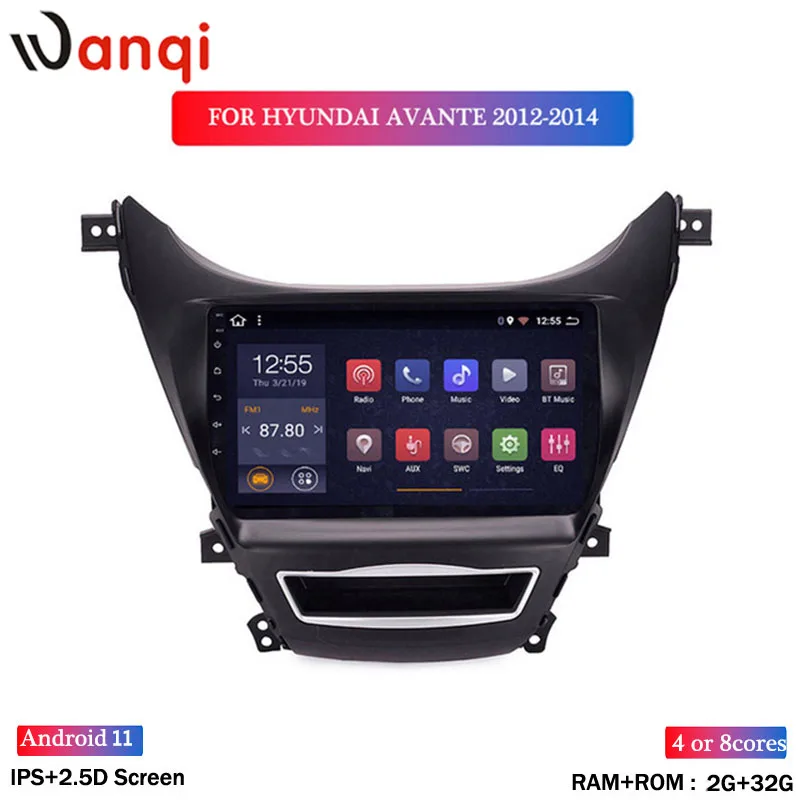 

Автомагнитола 9 дюймов, 2 + 32 ГБ, Android 11, для Hyundai Elantra Avante 2012-2014