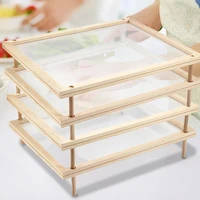 wooden food dryer stackable detachable pasta drying rack with net air circulation polished wooden open fruit storage rack heal