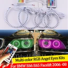 Для BMW E66 E65 подтяжки лица 750I 760i 750Li 760Li 2006 2007 200816 цвета RGB Ангельские глазки светодиодный гало кольца RF Беспроводной Управление дневные ходовые огни